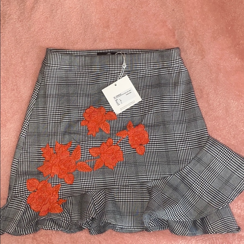 Prince of Wales Embroidery Mini Skirt